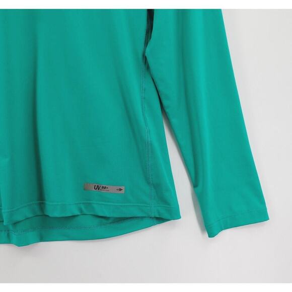 Mens Rash Guard Small Shirt Green Long Sleeve Sun Protection Tactical Beach Surf - Picture 5 of 10